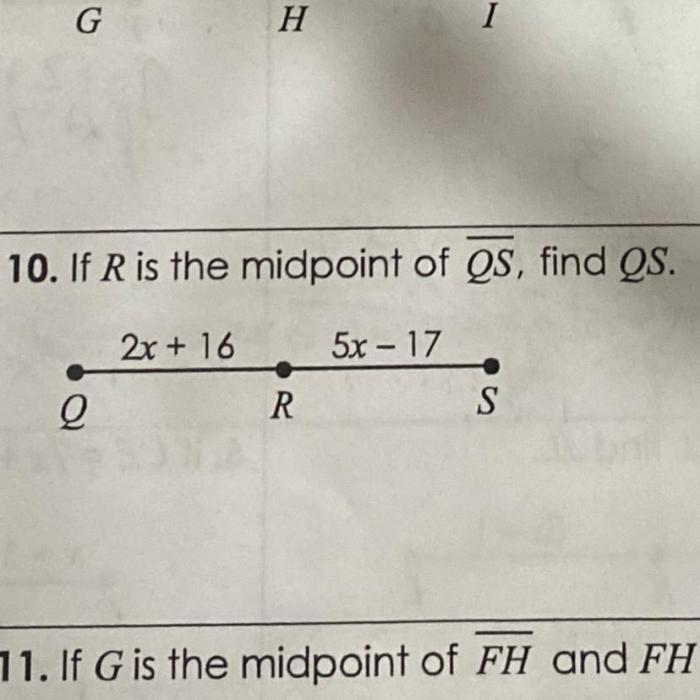 If r is the midpoint of qs find qs