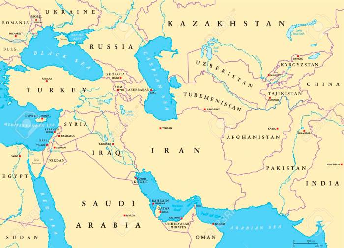 Map of southwest asia labeled