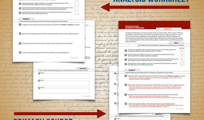 Declaration of independence analysis worksheet answer key